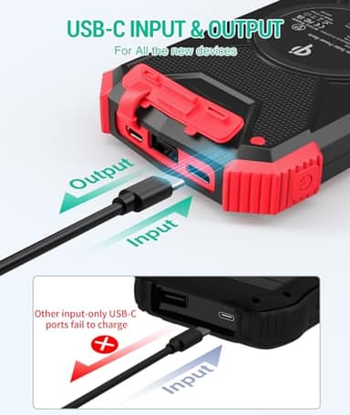 BLAVOR Solar Charger Power Bank 10,000mAh, Portable Wireless Charger, 20W Fast Charging External Battery Pack with USB C for Cell Phones, Solar Panel Charger with Dual Flashlight for Camping - Image 4