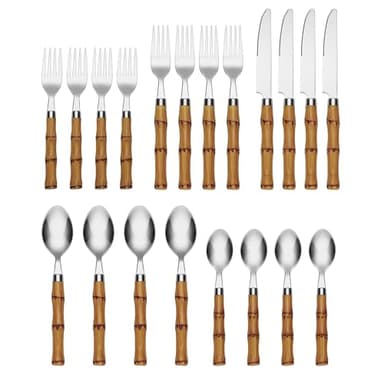 Bamboo Plastic 20 Piece Flatware Set - Image 2