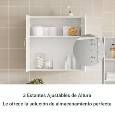Haotian Wall Cabinet Laundry Room, Medicine Cabinet for Bathroom Kitchen Garage, Wall Storage Cabinet with Adjustable Shelf, White FRG231-W - Image 7
