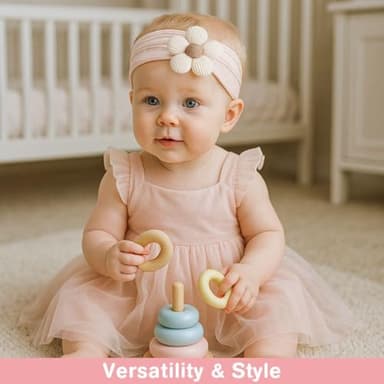 lucdnc 6 Pcs Baby Girls' Headbands Gifts for Newborn Infant Toddler Handmade Soft Comfortable Elasticity Nylon Baby Flower Hairbands Essentials Accessories - Image 6