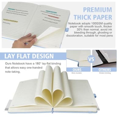 EMOMAS Lined Journal Notebook, 1 Pack (Sky Blue), 360 Pages, 9.8 inches x 6.9 inches - 100 gsm Thick Paper, Hardcover - Image 3