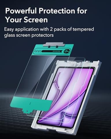 ESR 2 Pack Screen Protector for iPad Air 13 Inch M3/M2 (7th/6th Generation, 2025/2024), 9H Tempered Glass Film with Easy Application Tray, Scratch Resistant, Bubble Free, HD Clarity, Touch Sensitive - Image 3