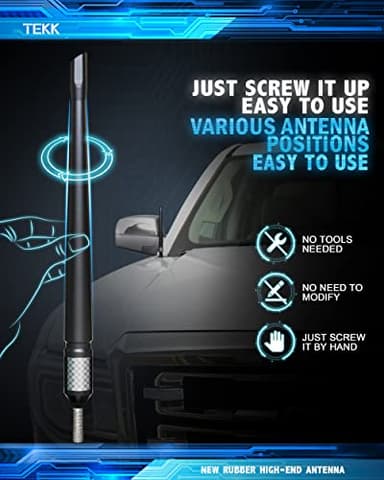 TEKK Carbon Fiber Short Antenna Compatible with 2008-2025 Chevy Silverado 1500/7.9 Inches Premium Flexible Rubber/Designed for Enhance FM/AM Radio Signal Reception - Image 6