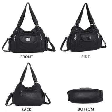 Angel Kiss Purses for Women, Large Shoulder Bag Hobo Tote Purse Mutipocket Faux Leather Satchel Hobo Purse - Image 2