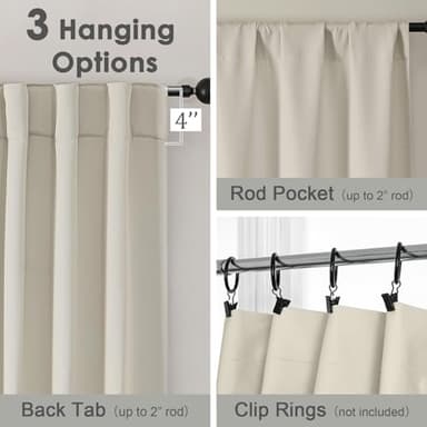 Chyhomenyc Blackout Curtains for Bedroom 84 Inch Length 2 Panels Set, Solid Thermal Insulated Noise Reducing Window Treatment, Modern Privacy Rod Pocket Back Tab Curtains, 40Wx84L, Pearl Natural - Image 7