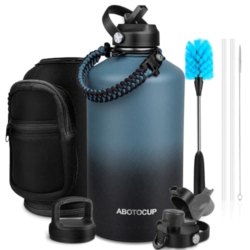 ABOTOCUP 1 Gallon Insulated Water Bottle, Keeps Cold 24H & Hot 12H, Straw Lid & Paracord Handle, 128 oz Double Wall Leak-proof BPA Free, Powder Coated - Image 1