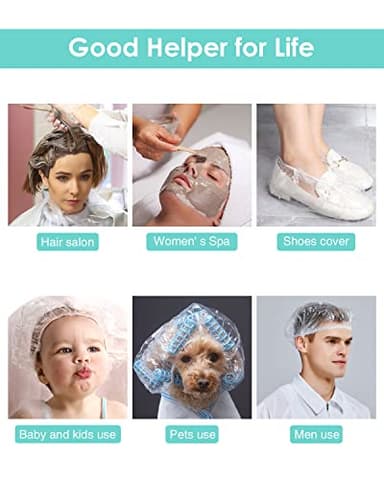 Auban 100PCS Disposable Shower Caps, Plastic Clear Hair Cap Large Thick Waterproof Bath Caps for Women, Hotel Travel Essentials Accessories Deep Conditioning Hair Care Cleaning Supplies(20.5") - Image 6