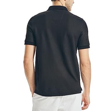 Nautica Men's Short Sleeve Solid Deck Polo Shirt, True Black, Large - Image 2