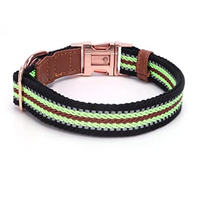 Dog Collar Reflective, Multi-Colored Stripe Dog Collar, Soft Adjustable Dog Collars with Metal Buckle for Small Medium Large Dogs, Perfect Pet Collar Gift (Black,L) - Image 6