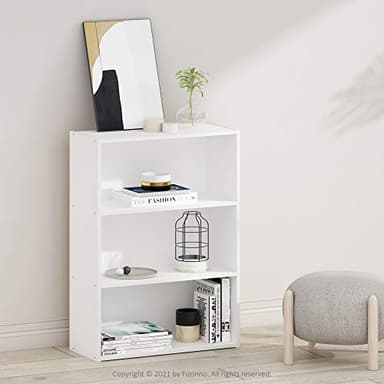 Furinno Pasir 3-Tier Open Shelf Bookcase, Plain White - Image 2