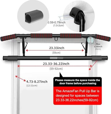 AmazeFan Pull Up Bar, Doorway Mount with Ergonomic Grip - Fitness Chin-Up Frame for Home Gym Exercise, 400 lbs Capacity, Alloy Steel, Foldable - Includes 2 Wrist Straps & Workout Guide - Image 5