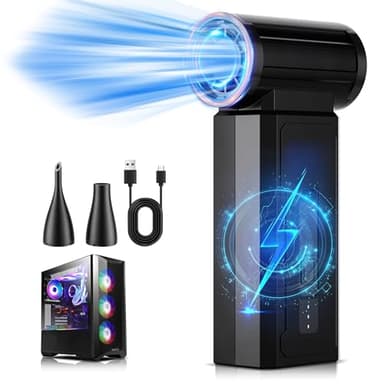 Oley Compressed Air Duster, 4 Speeds Cordless Electric Air Duster, 80.5mph & 100000RPM, No Canned Air Duster for Computers, Keyboard, Rechargeable Jet Dry Mini Blower for Deep Cleaning (Ink Black) - Image 1