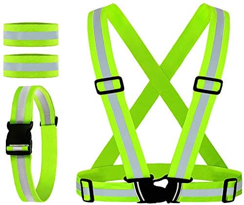 Reflective Vest, Reflective Glow Belt with 2Pack Reflector Armbands, Adjustable Elastic Safety Vest Outdoor Reflective Belt High Visibility, Ultralight & Comfy for Running, Jogging, Walking, Cycling, - Image 1