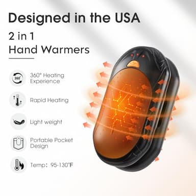 AI Hand Warmers Rechargeable 2 Pack, 20Hrs Long Safe Heat, AI Smart Chips Electric Hand Warmers, Portable Pocket Heater, Gifts for Christmas, Outdoor, Golf, Hunting, Camping Accessories - Image 2