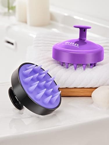 HEETA Scalp Massager Hair Growth 2-Pack, Soft Silicone Scalp Scrubber Shampoo Brush for Exfoliation Dandruff Removal Head Massage Stress Relax, Wet & Dry Use for Women Men Thick Thin Curly Hair Care - Image 9
