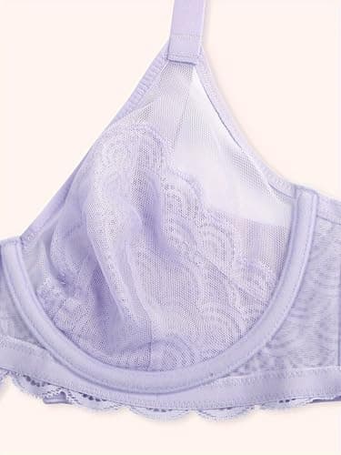 HSIA Minimizer Bras for Women Large Bust Full Coverage Lace Plus Size Bra - Mermaid Scales Purple - Image 7