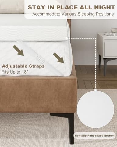 Zenzy 2" Twin Extra Long Firm Memory Foam Mattress Topper, [Removable] [Washable] Cover and [Adjustable] Straps, CertiPUR-US Certified Firm Mattress Topper Twin XL for College Dorm- White - Image 5