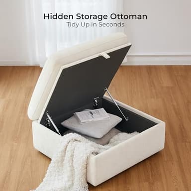 CHITA Oversized Modular Sectional Sofa, FSC Certified L Shaped Sectional Couches for Living Room, 112 inch Width,4 Seat Modular Sofa with Storage Ottoman, Linen - Image 5