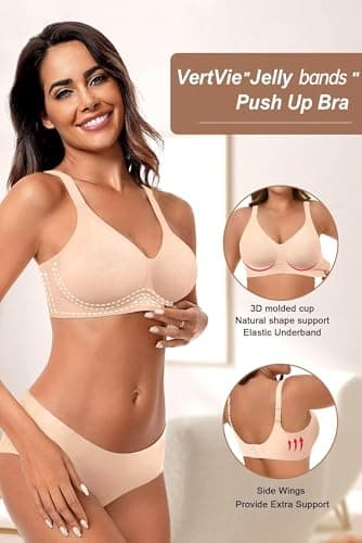 Vertvie Womens Seamless Bra No Underwire Comfort Push Up Bras Buttery Soft Wireless Bralette Full Coverage Sport Everyday Bra(Jacquard Nude,XX-Large) - Image 2