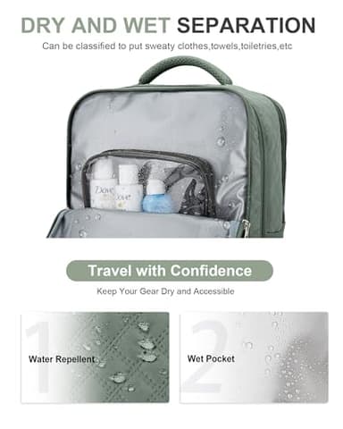 Travel Carry On Backpack for Women, Waterproof Laptop Backpack for Traveling on Airplane Hiking Gym Backpack with USB Charging Port Shoe Compartment,Dark Green - Image 5