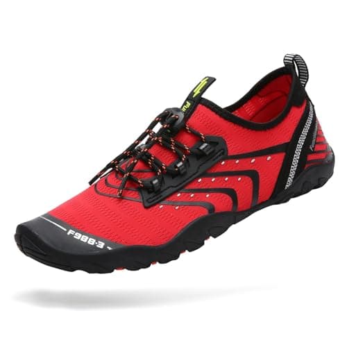 Mishansha Water Shoes for Women Men Barefoot Beach Shoe Quick Dry Aqua Swim Socks for Surfing Yoga Size 15 Women/ 13.5 Men Red - Image 1