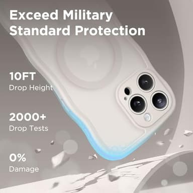 CAPRARO Cute for iPhone 15 Pro Max Case, Compatible with MagSafe, [Curly Wave Edge] [Full Camera Protection] [14 FT Drop Shockproof Protection] Magnetic Phone Case for 15 Pro Max 6.7 Inch, Stone - Image 5