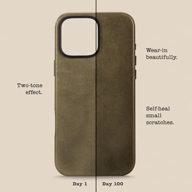Le Pelle - Handcrafted Premium Italian Leather Case for iPhone 16 Pro - Compatible with Magsafe - Two-Tone Effect with Unique Patina Over Time - Sand Dune - Image 4