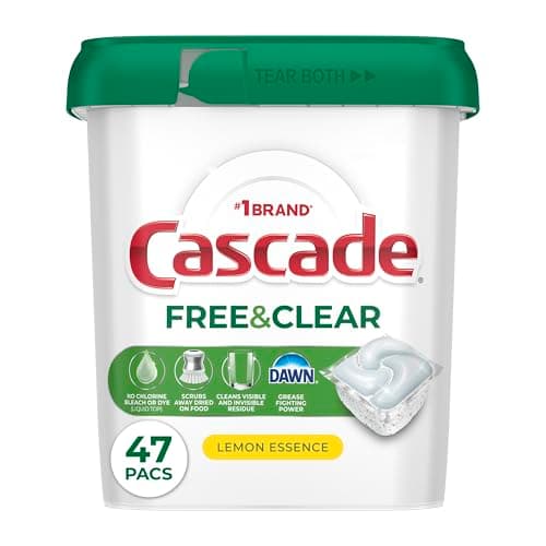 Cascade Free & Clear Dishwasher Pods, Dishwasher Detergent, Dish Detergent Soap, Lemon Essence, 47 Count - Image 1