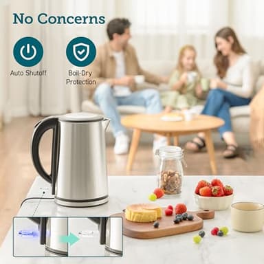 COSORI Electric Kettle, No Plastic Inner Lid, Filter and Spout, Double Wall Stainless Steel Keep Warm, Automatic Shut Off & Boil-Dry Protection, Durable Tea Kettle Boiler & Heater, 1.5L/1500W, Silver - Image 6