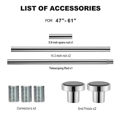 BRIOFOX Shower Curtain Rod Adjustable 32-61 Inch, Spring Tension Shower Rod No Drilling Non Slip, Chrome - Image 9