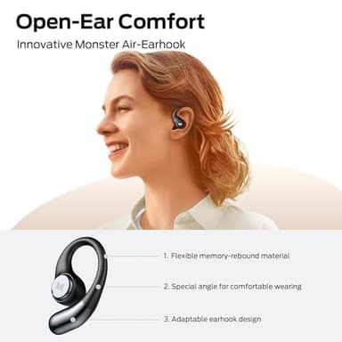 Monster Open Ear AC336 Headphones, Bluetooth 6.0 Wireless Earbuds with Stereo Sound, ENC Clear Call, 21H Playtime, Type-C Charging, Touch Control, IPX6 Waterproof Open Ear Earbuds for Sports Fitness - Image 5