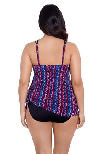 TrimShaper Womens Built-in Tummy Control Tracey Swimdress with Adjustable Side Tie, Serape Stripe, 12 - Image 6
