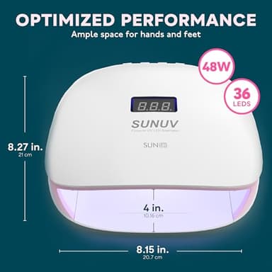 SUNUV LED UV Nail Light, UV Lamp for Gel Nails Polish with 4 Timer Settings, LCD Display Removable Base, SUN4S Pink - Image 7