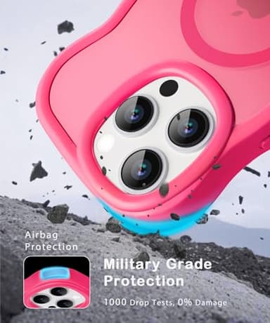 Amzfield Magnetic for iPhone 14 Pro Max Case, Compatible with Magsafe Wavy Frame Cute Translucent Matte Hard Back Silicone Bumper Shockproof Phone Case for iPhone 14 Pro Max Women Girls, Hot Pink - Image 6