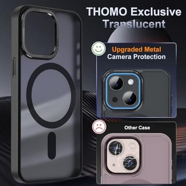 Thomo Strong Magnetic for iPhone 13 Case & iPhone 14 Case [Compatible with Magsafe] Translucent Matte Slim Shockproof Women Girl Anti-Fingerprint Protective Case for iPhone 14/13 6.1", Black - Image 4