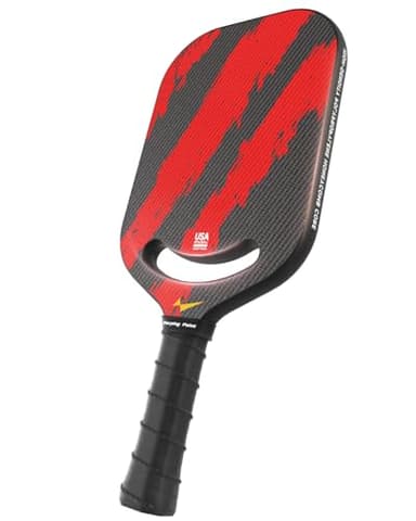 Warping Point Ascent Pickleball Paddles | Carbon Fiber Pickleball Racket with Aero Throat | Textured Grit Surface | 16mm Hexa Polymer Core | USAPA Approved | Designed for Power & Spin | Red - Image 1