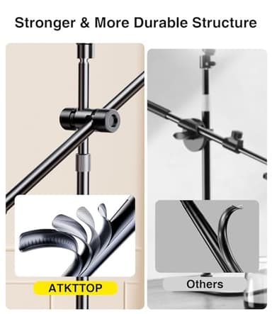 Overhead Phone Mount,Overhead Camera Mount Stand[Anti-Shaking] with 10.5" Ring Light,Desk Stand for iPhone with Ring Light for Video Recording,Zoom Meeting,YouTube,TikTok - Image 7