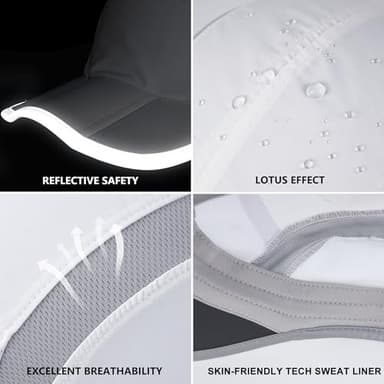 GADIEMKENSD Baseball Cap Nylon Running Outdoor Sports Hat for Men Woman Adjustable Quick Drying Reflective Foldable 50+ UPF Inhibit UV Mesh Water Repellency Race Performance Lightweight White - Image 6