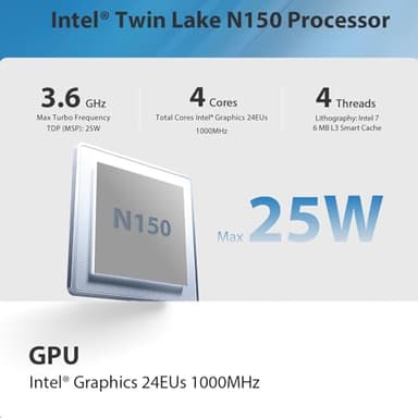 Beelink Mini S13 Mini PC,13th Intel Twin Lake-N150 (up to 3.6GHz, Upgraded N100), 16GB DDR4 500GB M.2 SSD, Mini Desktop Computer Support 4K Dual Display/USB 3.2/WiFi 6/BT 5.2 for HTPC/Office/Business - Image 2