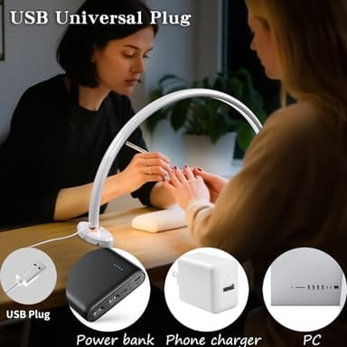 Half Moon Nail Desk Lamp,USB Powered Tri-Color Temperature Brightness Adjustable Arch Light for Moon Light Nail Tech/Handicraft Lighting (Medium Size White) - Image 4
