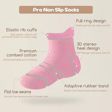 Aroveea Non Slip Grip Ankle Baby Socks 12 Pack for Toddler Boys and Girls Kids,Infant Cute Cotton Baby Socks - Image 6