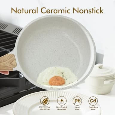 SENSARTE Nonstick Ceramic Frying Pan Skillet, 9.5 Inch Omelet Pan, Healthy Non Toxic Chef Pan, Induction Compatible Egg Pan with Heat Resistant Handle, PFAS-Free - Image 2