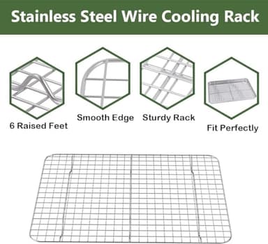 ROTTAY Baking Sheet with Rack Set (2 Pans + 2 Racks), Stainless Steel Cookie Sheet with Cooling Rack, Nonstick Baking Pan, Warp Resistant & Heavy Duty & Rust Free, Size 16 x 12 x 1 Inches - Image 6