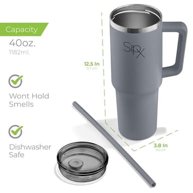 SIPX™ Insulated Tumbler With Lid And Straw, 40oz. Tumbler With Handle Keeps Cold 12 Hours, Water Bottle Thermos With Lid, BPA-Free Reusable Insulated Coffee Tumblers, Travel Mug Great For Beach Party - Image 6