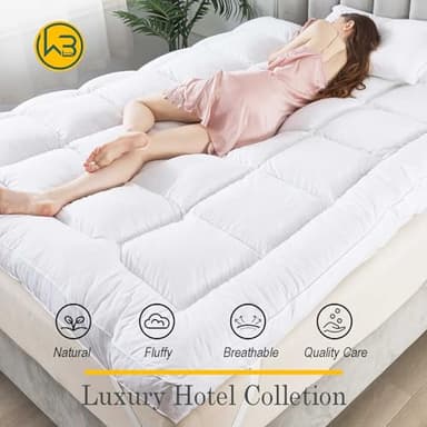 WhatsBedding 5 Inch Duck Feather Bed Twin Size, 100% Cotton Extra Thick Mattress Topper, 2500GSM Overfilled Pillow Top, Hotel Collection Mattress Topper - Image 6