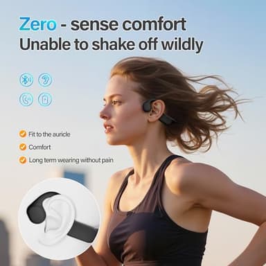 New Bone Conduction Headphones, Bluetooth 5.4 Open-Ear Headphones with Mic，12Hrs Playtime Wireless Bluetooth Headphones,Waterproof sports earphones with earplugs, perfect for Running, Cycling, Walking - Image 6
