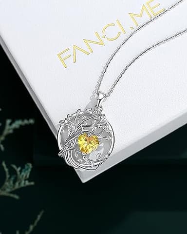 FANCIME Tree of life November Birthstone Necklace for Women Sterling Silver Tree Jewelry Natural Citrine Pendant Yellow Topaz Gemstone Anniversary Birthday Christmas Gifts for Wife Mom Her - Image 6