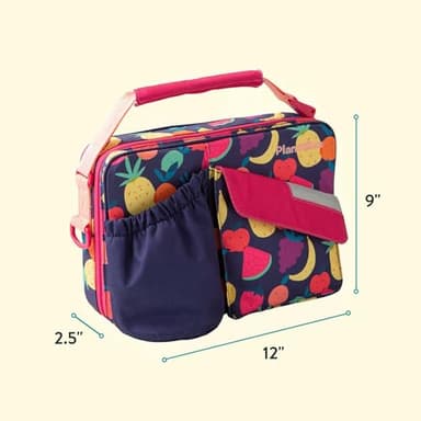 PlanetBox Insulated Lunch Bag Tutti Frutti Edition Carry Bag with Pockets for Water Bottle and Snacks, Durable, Easy to Clean, BPA Free - Image 5