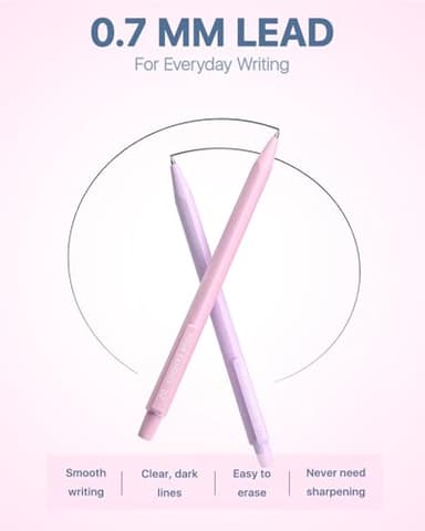 Four Candies Mechanical Pencils 0.7mm, with HB & 2B Lead Refills 0.7, Pastel Eraser Set & Eraser Refills, 16-Count Pack with Case, Cute Aesthetic School Supplies for Writing, Drawing and Sketching - Image 7