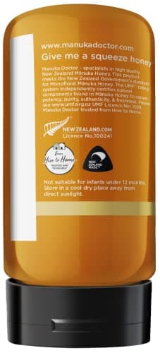 MANUKA DOCTOR - Manuka Honey SQUEEZY MGO 182+ / UMF8 DUAL RATED Monofloral, 100% Pure New Zealand Honey. Certified. Guaranteed. RAW. Non-GMO (10.58 oz) - Image 9